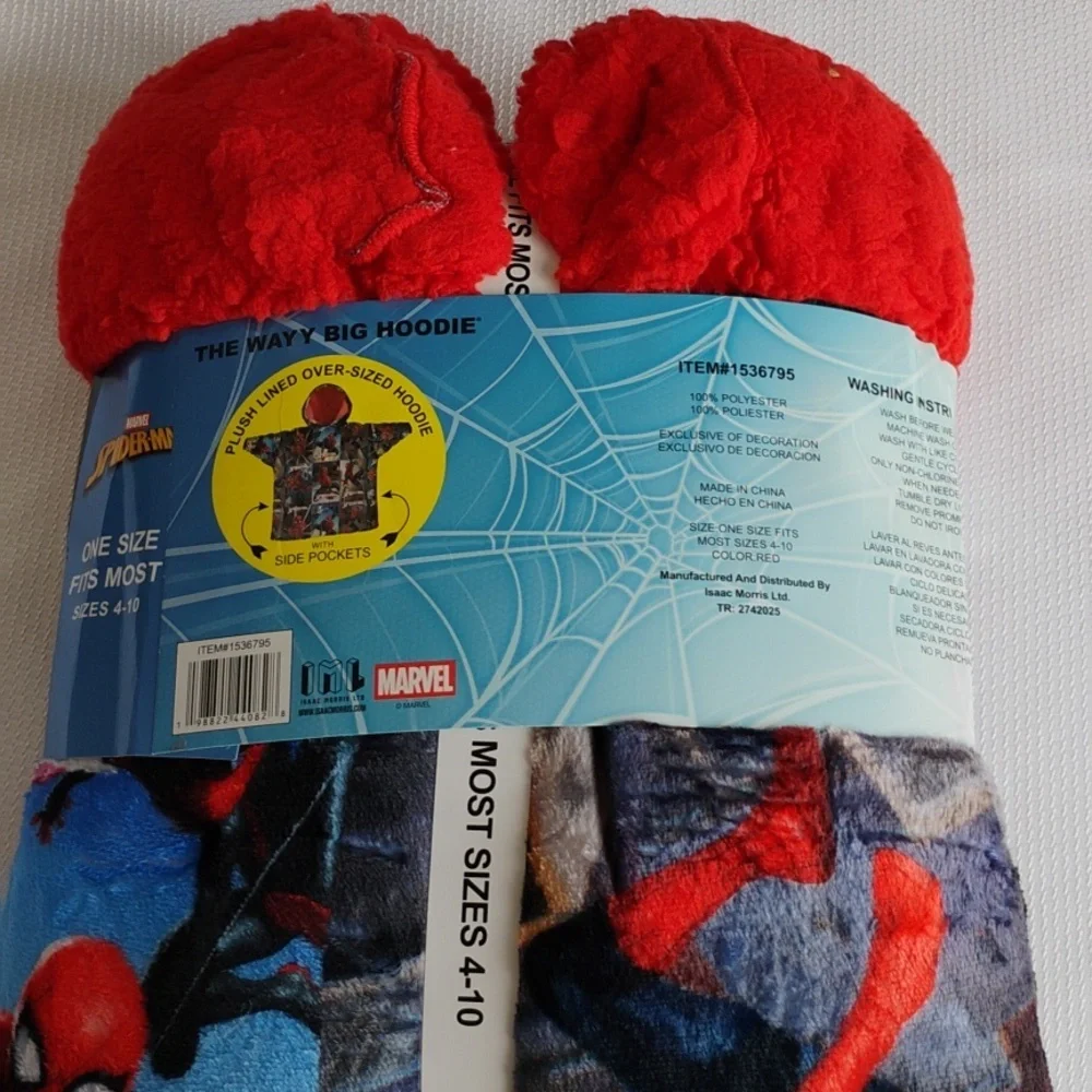 Marvel Spider-Man WAYY BIG HOODIE Over-Sized Plush Lined Kids Hoodie - OS 4-10 - Picture 5 of 8